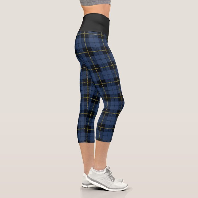 Blaues Schwarzes Tartan Kariert Hochwaisted Capris (Rechts)