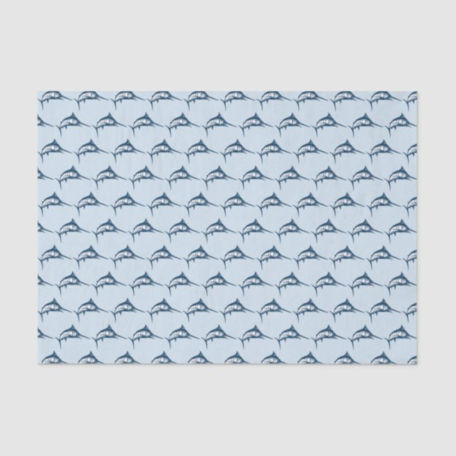 Blaues Schwertfisch Muster Cool Seidenpapier (Vorderseite)