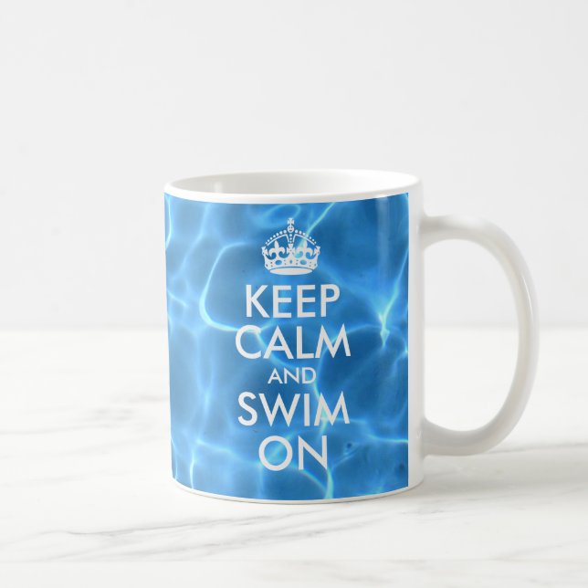Blaues Schwimmbad Wasser Behalte ruhig und schwimm Kaffeetasse (Rechts)