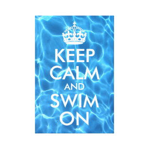 Blaues Schwimmbad Wasser Behalte ruhig und schwimm Leinwanddruck