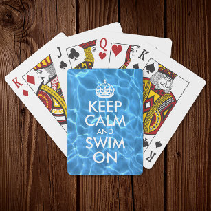 Blaues Schwimmbad Wasser Behalte ruhig und schwimm Spielkarten