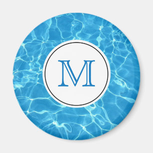 Blaues Schwimmbad Wassermonogramm Magnet