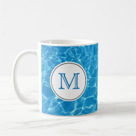 Blaues Schwimmbad Wassermonogramm Tasse