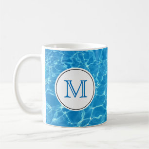 Blaues Schwimmbad Wassermonogramm Tasse