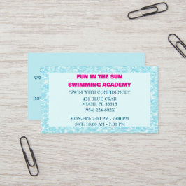 Blaues Schwimmbad Wasserpflege Lektionen Visitenkarte