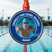 Blaues Schwimmteam-Foto Schwimmer Weihnachtsgesche
