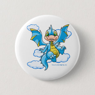 Blaues Scorchio mit seinem Kopf in den Wolken Button