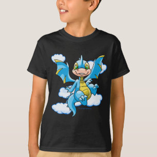 Blaues Scorchio mit seinem Kopf in den Wolken T-Shirt