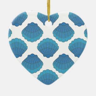 Blaues Seashell-Mosaikmuster Keramikornament