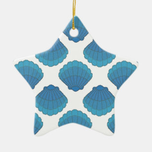 Blaues Seashell-Mosaikmuster Keramikornament