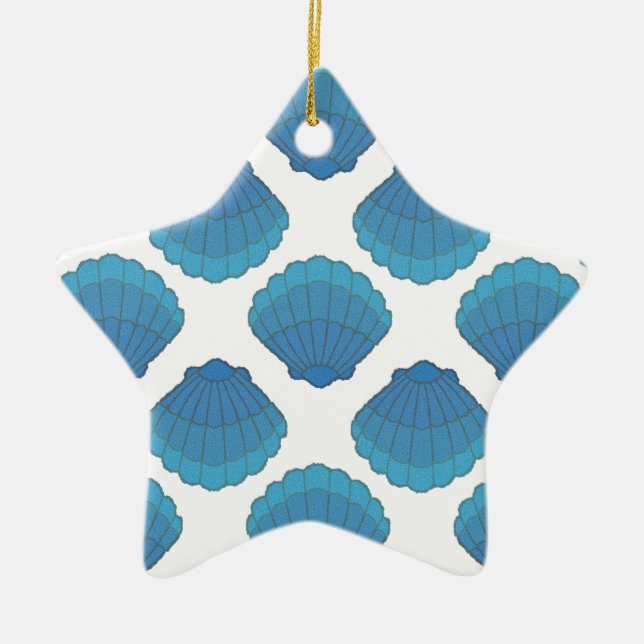 Blaues Seashell-Mosaikmuster Keramikornament (Vorne)