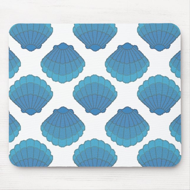 Blaues Seashell-Mosaikmuster Mousepad (Vorne)