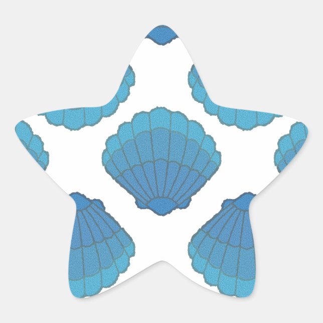 Blaues Seashell-Mosaikmuster Stern-Aufkleber (Vorderseite)