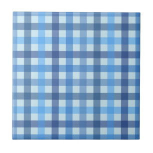 Blaues Sechsfarbenginghamuster Keramikfliese