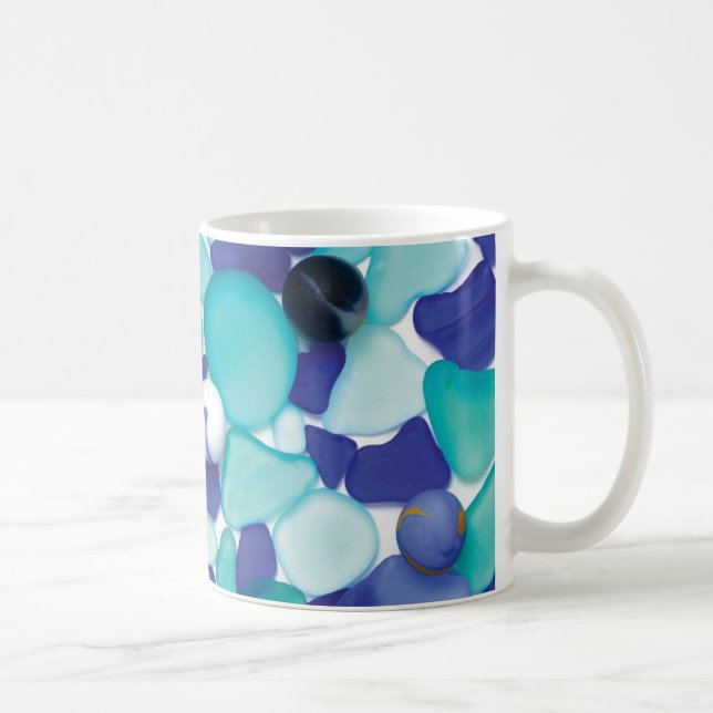 Blaues Seeglas und Seemarmor-Tasse Tasse (Rechts)