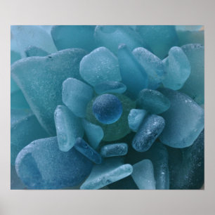 Blaues SeeglasBlumen-Druck Poster