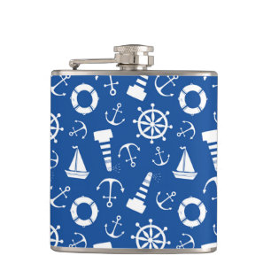 Blaues Seemuster Flachmann