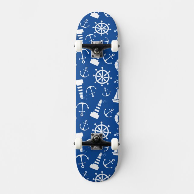 Blaues Seemuster Skateboard (Vorderseite)