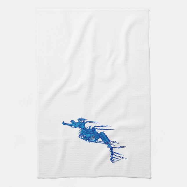 Blaues Seepferd Geschirrtuch (Vertikal)