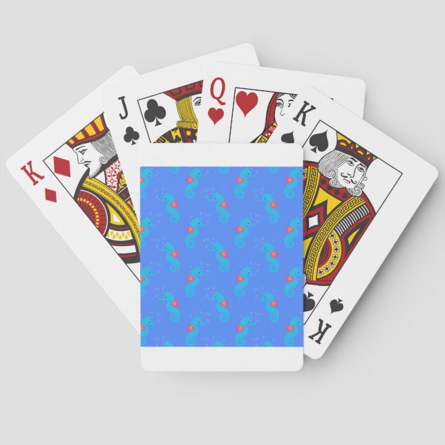 Blaues Seepferd-Muster Spielkarten (Rückseite)