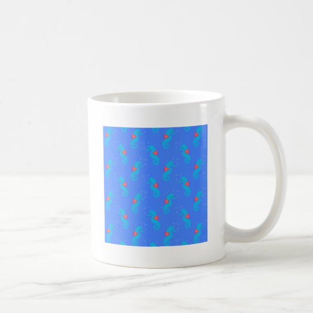 Blaues Seepferd-Muster Tasse (Rechts)
