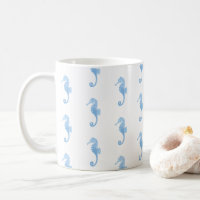 Blaues Seepferdchen-Küstenmuster-Tasse