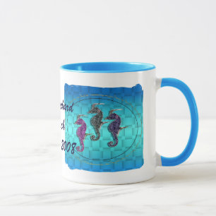 Blaues Seepferderennen Tasse