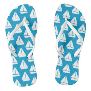 Blaues Segelboot-Muster Flip Flops