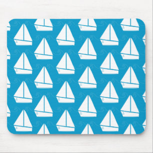 Blaues Segelboot-Muster Mousepad