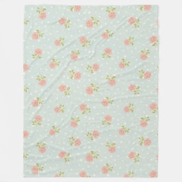Blaues Shabby Chic Polka Punkt Weißrosa Fleecedecke