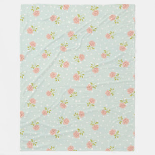Blaues Shabby Chic Polka Punkt Weißrosa Fleecedecke