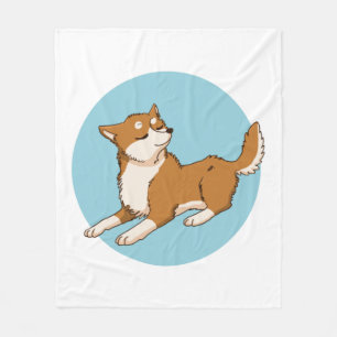 Blaues shiba-Design. Fleecedecke