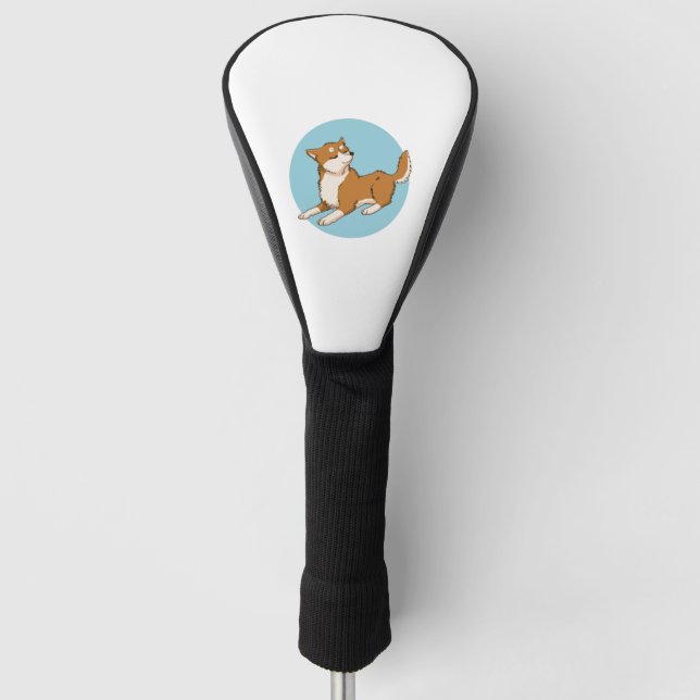 Blaues shiba-Design. Golf Headcover (Vorderseite)
