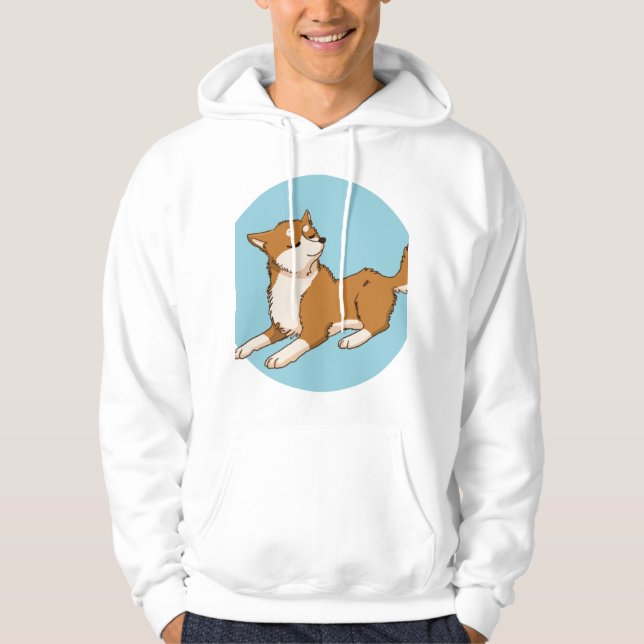 Blaues shiba-Design. Hoodie (Vorderseite)