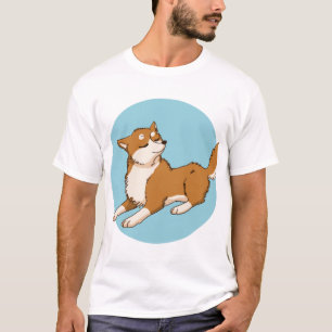 Blaues shiba-Design. T-Shirt