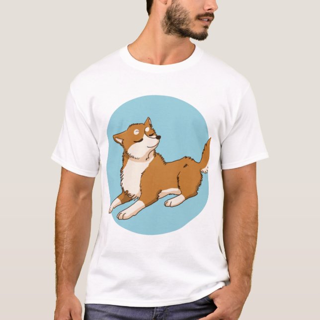 Blaues shiba-Design. T-Shirt (Vorderseite)