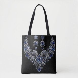 Blaues Silber-Tiger-Kristall-Schmuckset