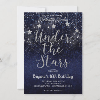 Blaues Silber unter den Sternen Starry Night Sweet Einladung