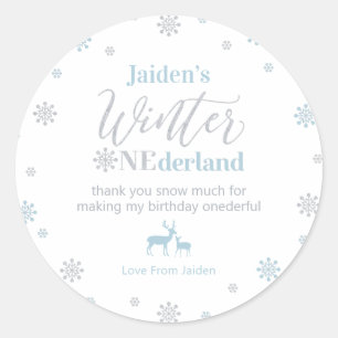Blaues Silber Winter onederland Danke vielmals  Runder Aufkleber