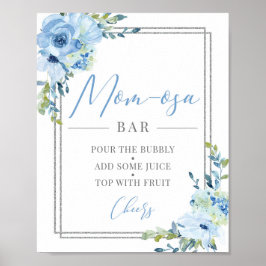 Blaues, silbernes geometrisches Bar Poster