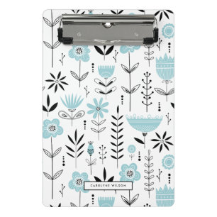 Blaues skandinavisches Blumenmuster Custom Mini Klemmbrett