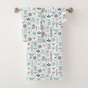 Blaues skandinavisches Muster Badhandtuch Set