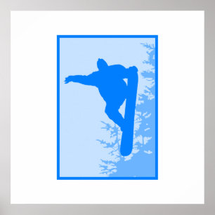 Blaues Snowboard-Logo Poster