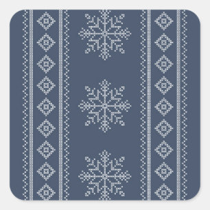 Blaues Snowflake Weihnachtsdesign Quadratischer Aufkleber