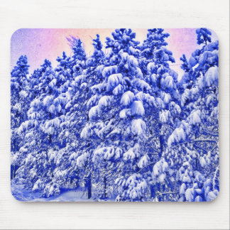 Blaues Snowscape, Nadelbaum, Co Mousepad