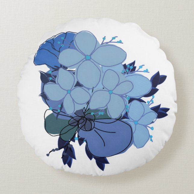 Blaues Sofakissen Rundes Kissen (Vorderseite)