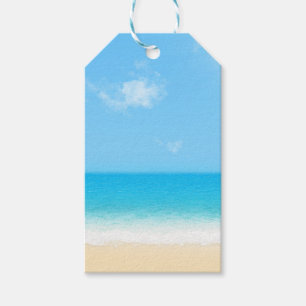 Blaues Sommerstrand-Notizbuch Geschenkanhänger