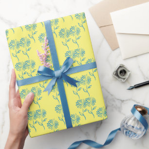 Blaues Sonnenblumenmuster Geschenkpapier