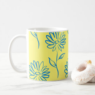 Blaues Sonnenblumenmuster Kaffeetasse