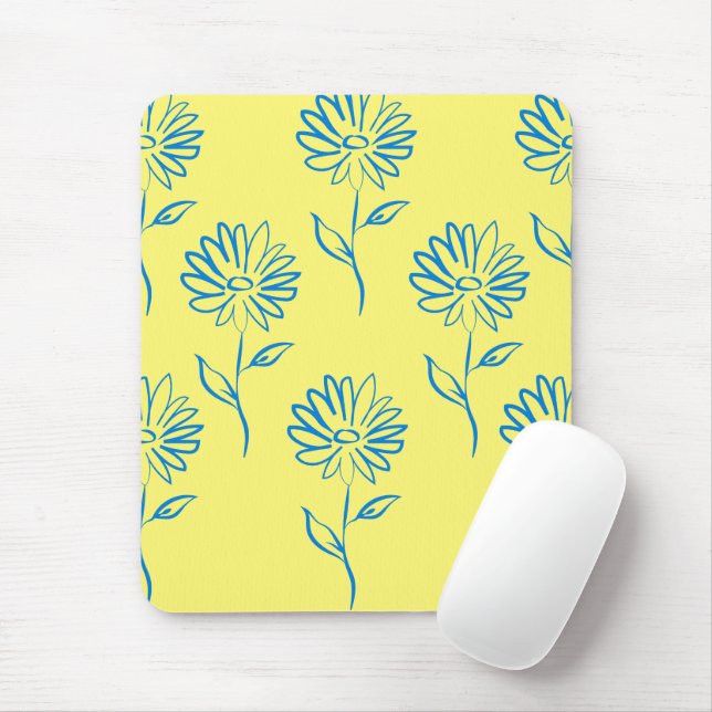 Blaues Sonnenblumenmuster Mousepad (Mit Mouse)